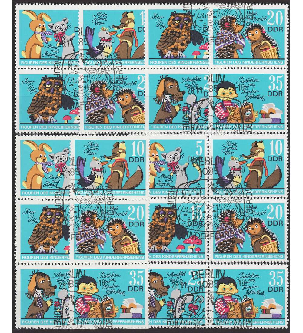 DDR ZD  Nr. 1807-1812 gestempelt Kinderfernsehen 1972         WZd 287 - SZd 130, 9 Kombinationen