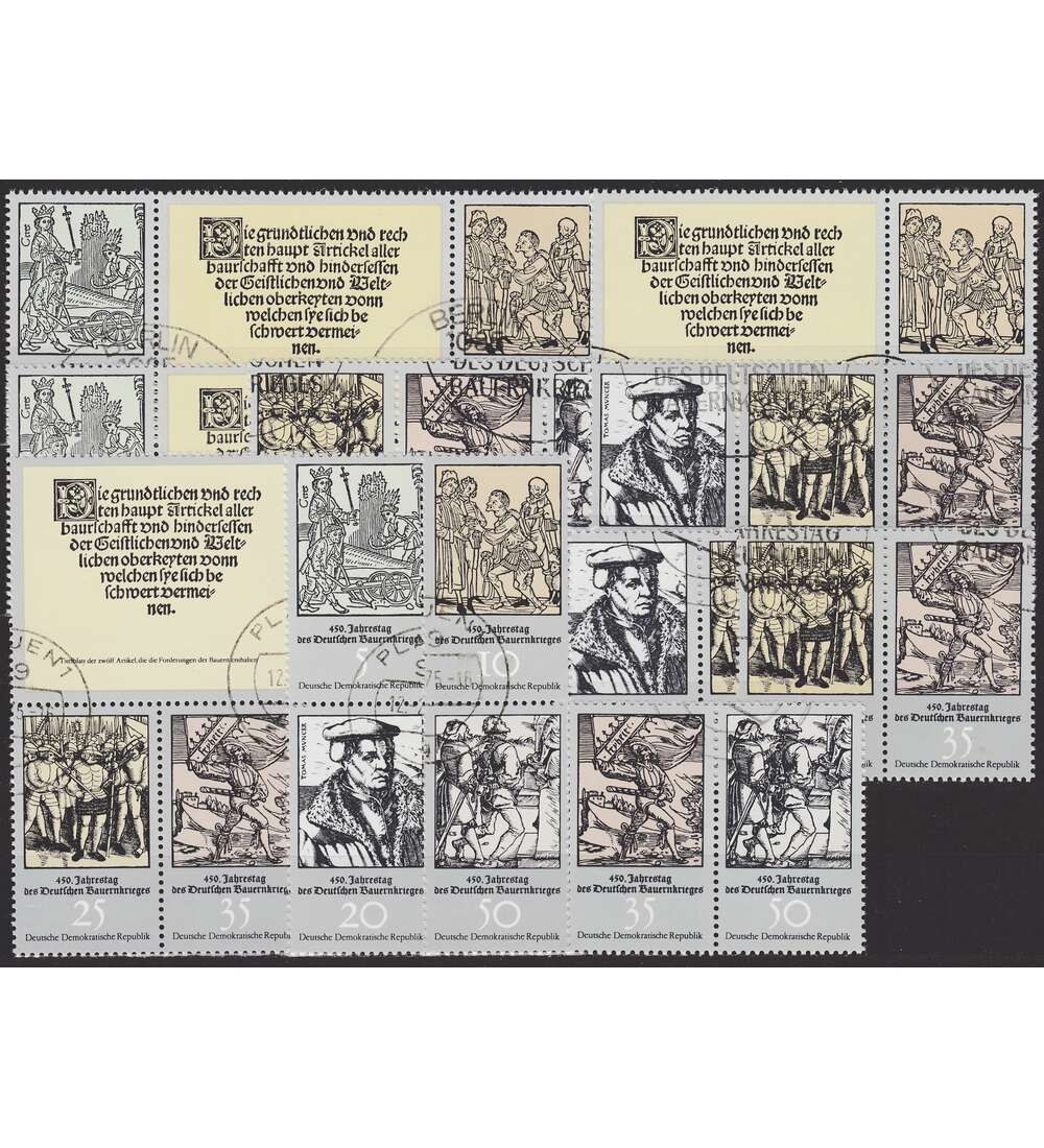 DDR ZD  Nr. 2013-2018 gestempelt Bauernkrieg 1975             WZd 314-SZd A140, 11 Kombinationen