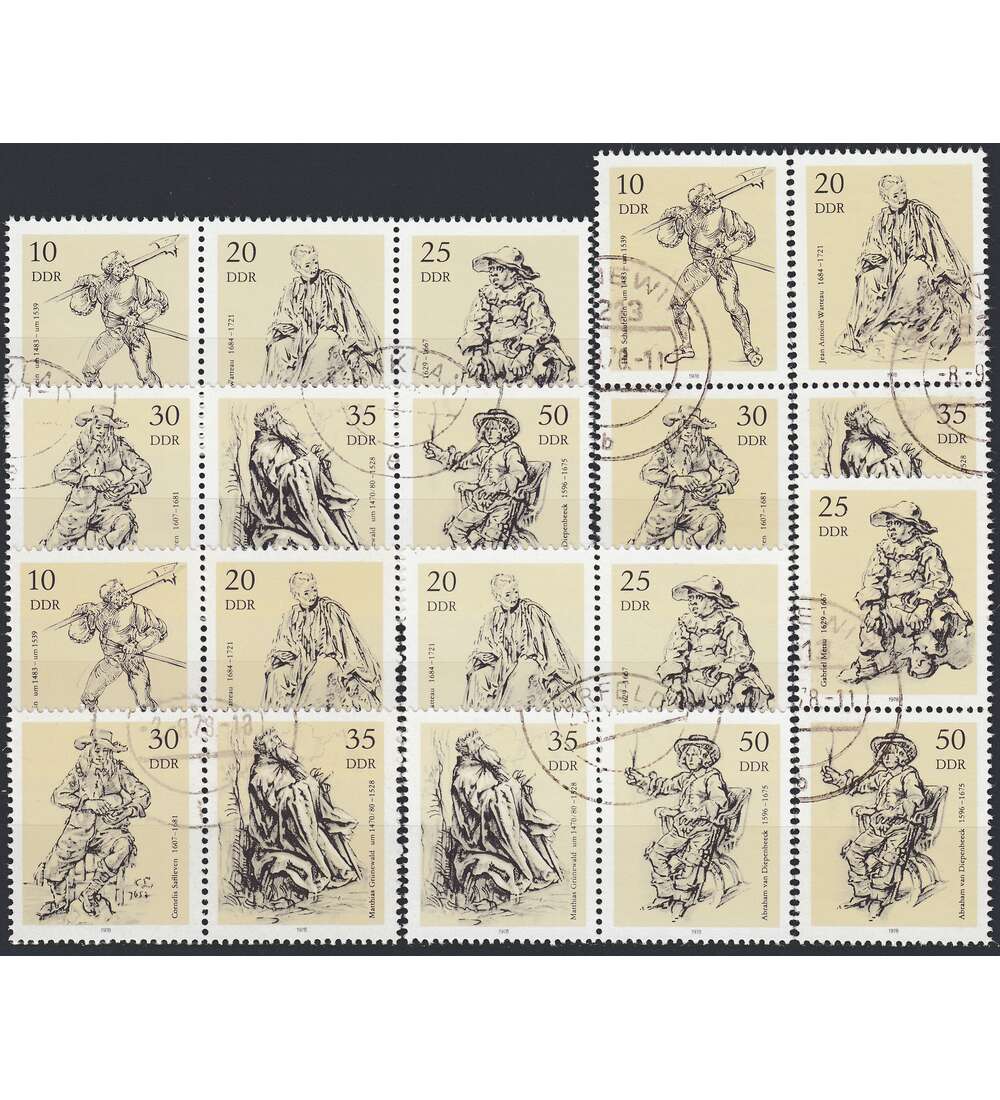 DDR ZD Nr. 2347-2352 gestempelt Kupferstichkabinett 1978 WZd 382 - SZd 159, 9 Kombinationen