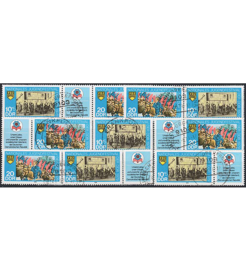 DDR ZD Nr. 2426-2427 gestempelt Jugendfestival 1979 WZd 411 - WZd 416, 6 Kombinationen