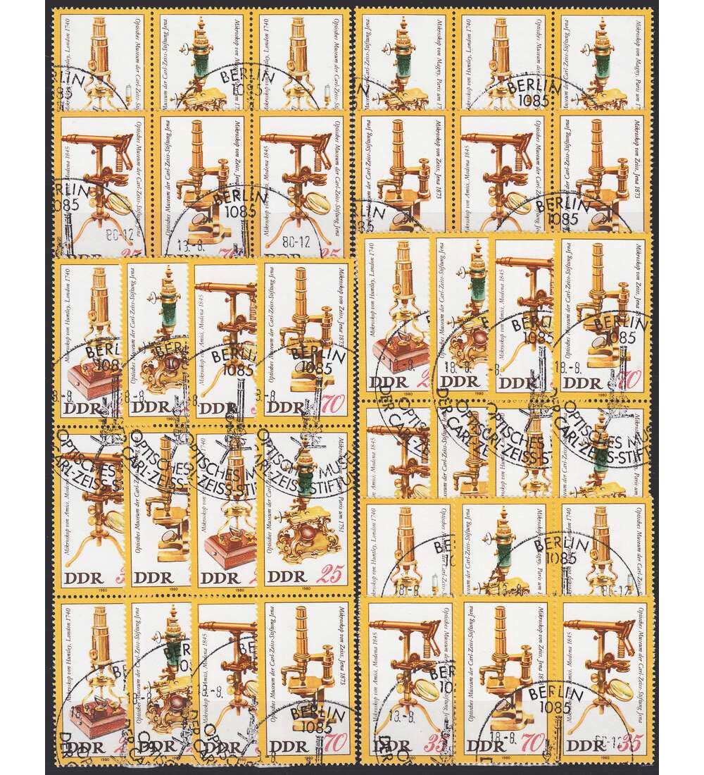 DDR ZD  Nr. 2534-2537 gestempelt Optisches Museum 1980 WZd 459 - SZd 217, 16 Kombinationen