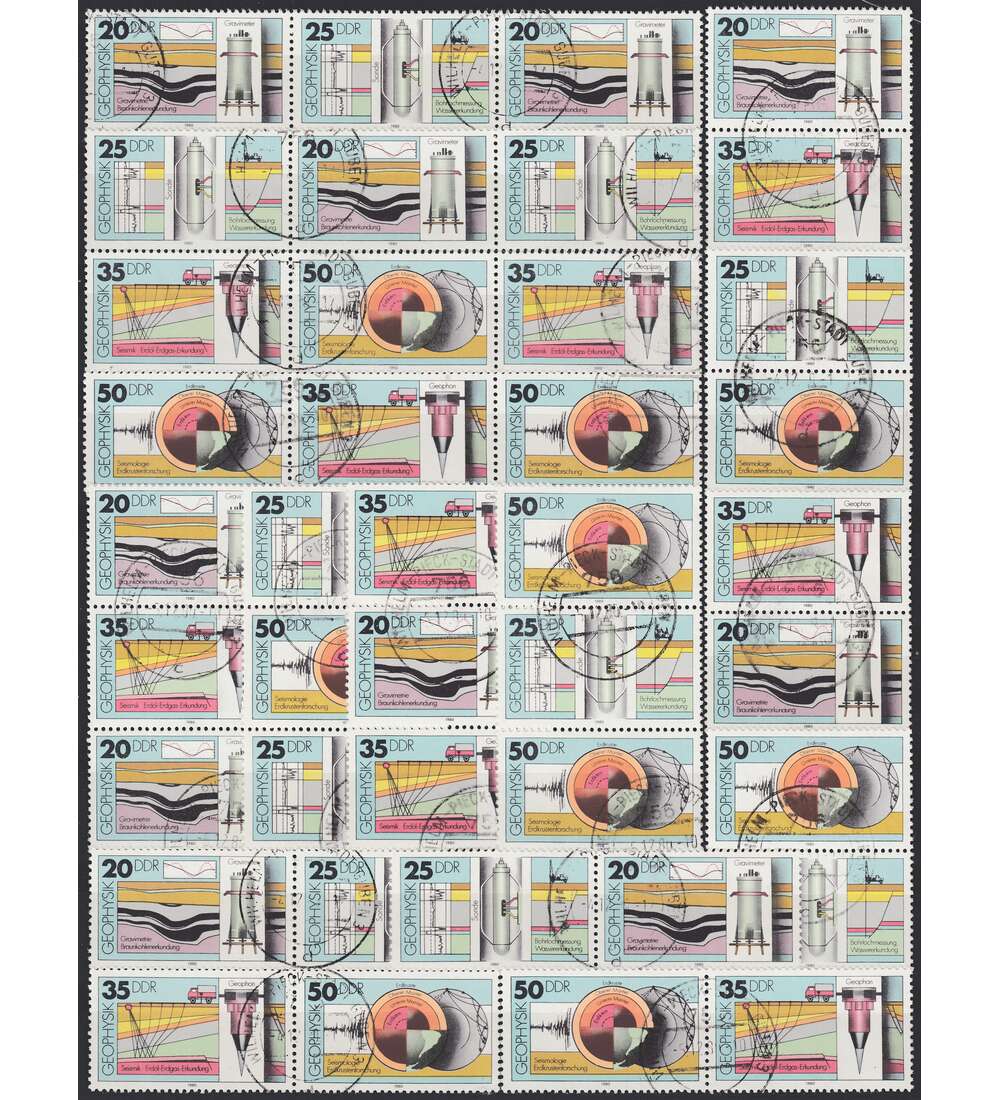 DDR ZD  Nr. 2557-2560 gestempelt Geophysik 1980 Nr. 2557-2560 WZd 467 - SZd 225, 16 Kombinationen