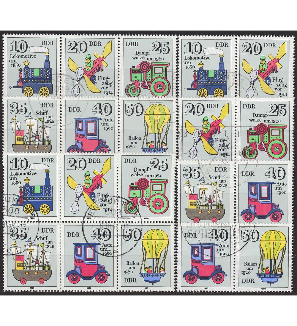 DDR ZD  Nr. 2566-2571 gestempelt Historisches Spielzeug 1980 WZd 487 - SZd 228, 9 Kombinationen