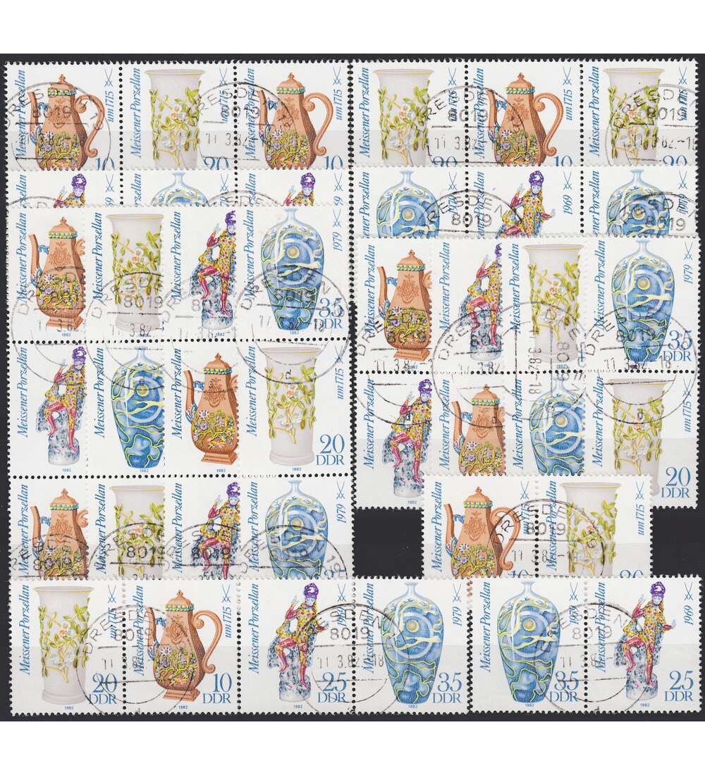 DDR ZD  Nr. 2667-2670 gestempelt Meissener Porzellan 1982 WZd 520 - SZd 242, 16 Kombinationen