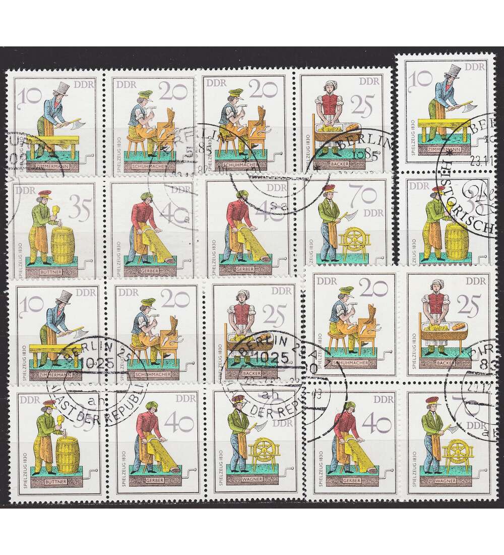 DDR ZD  Nr. 2758-2763 gestempelt Historisches Spielzeug 1982 WZd 550 - SZd 257, 9 Kombinationen