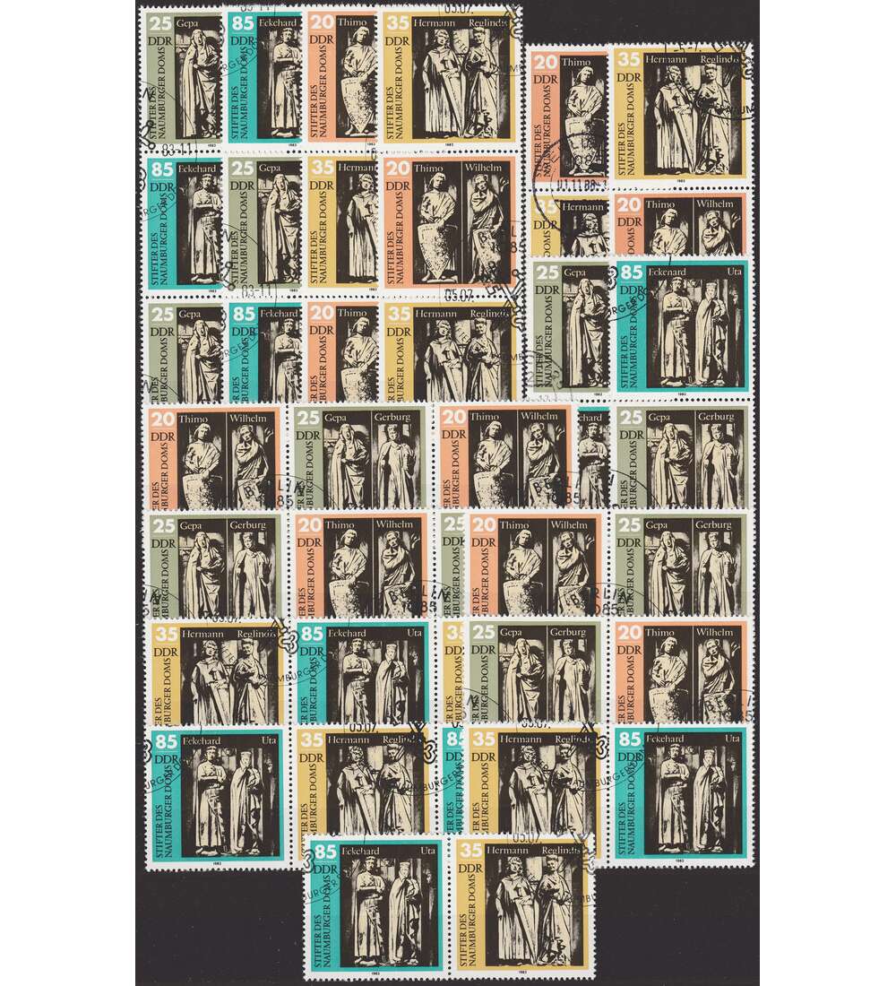 DDR ZD  Nr. 2808-2811 gestempelt Naumburger Dom 1983 WZd 568 - SZd 265, 16 Kombinationen