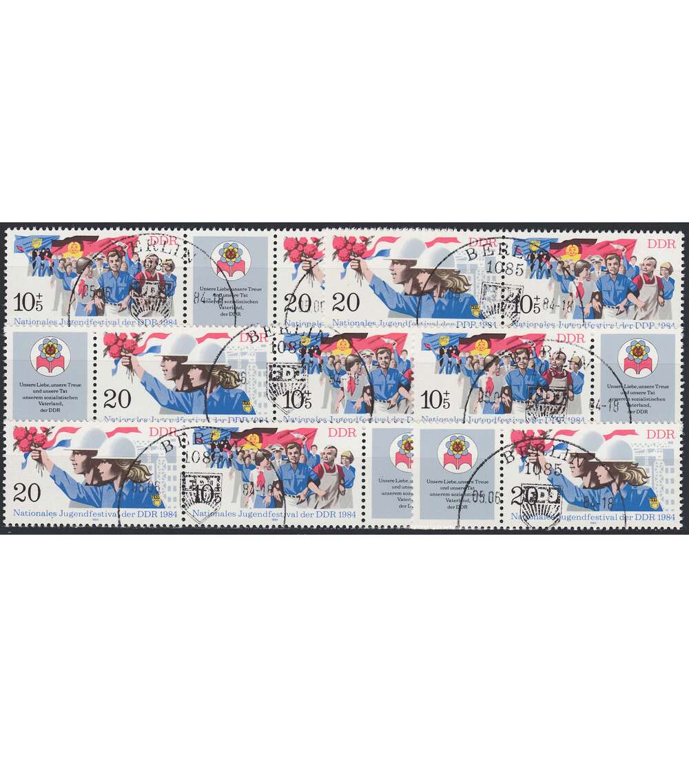 DDR ZD  Nr. 2878-2879 gestempelt Jugendfestival 1984 WZd 588 - WZd 593, 6 Kombinationen