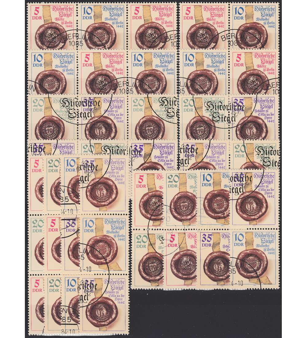 DDR ZD  Nr. 2884-2887 gestempelt Historische Siegel 1984 WZd 600 - SZd 273, 16 Kombinationen