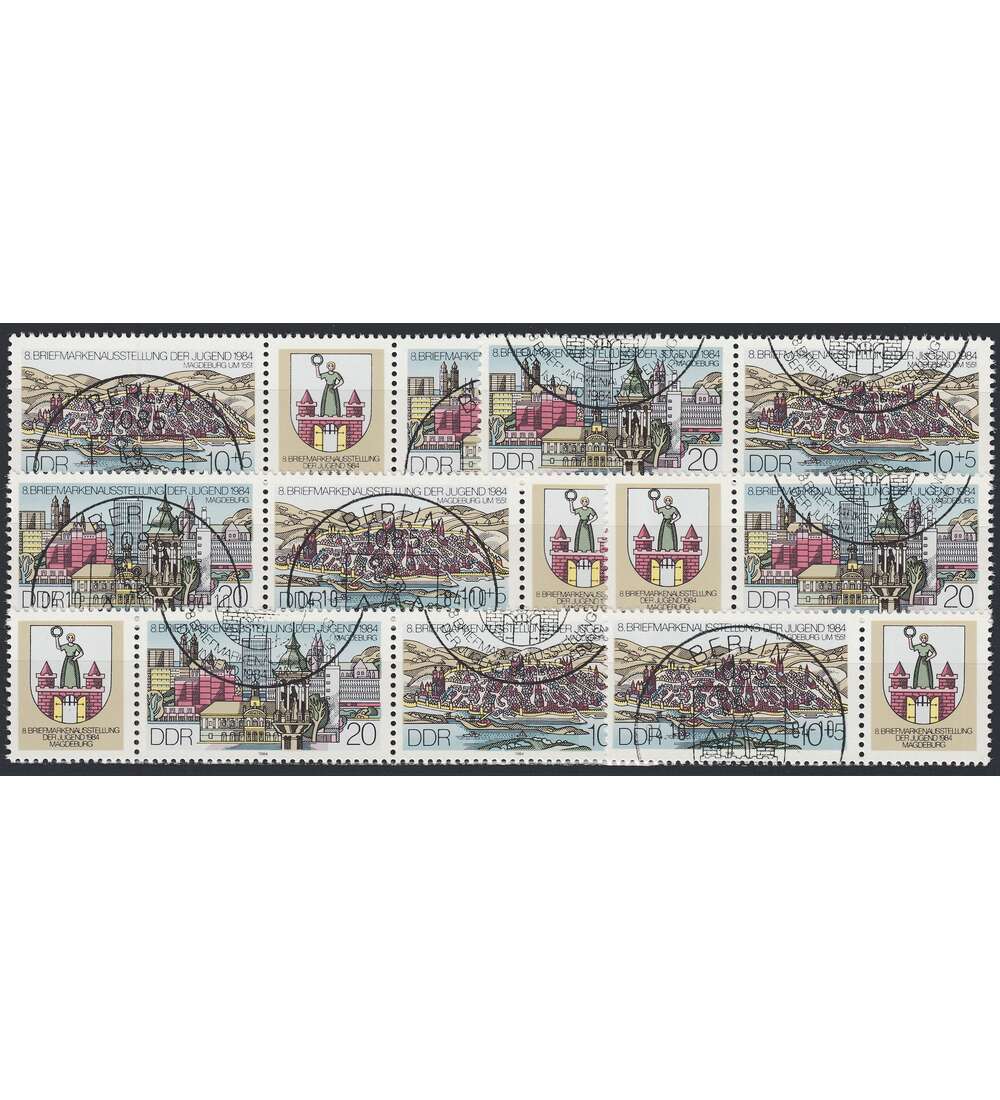 DDR ZD  Nr. 2903-2904 gestempelt Ausstellung 1984 WZd 608 - WZd 613, 6 Kombinationen