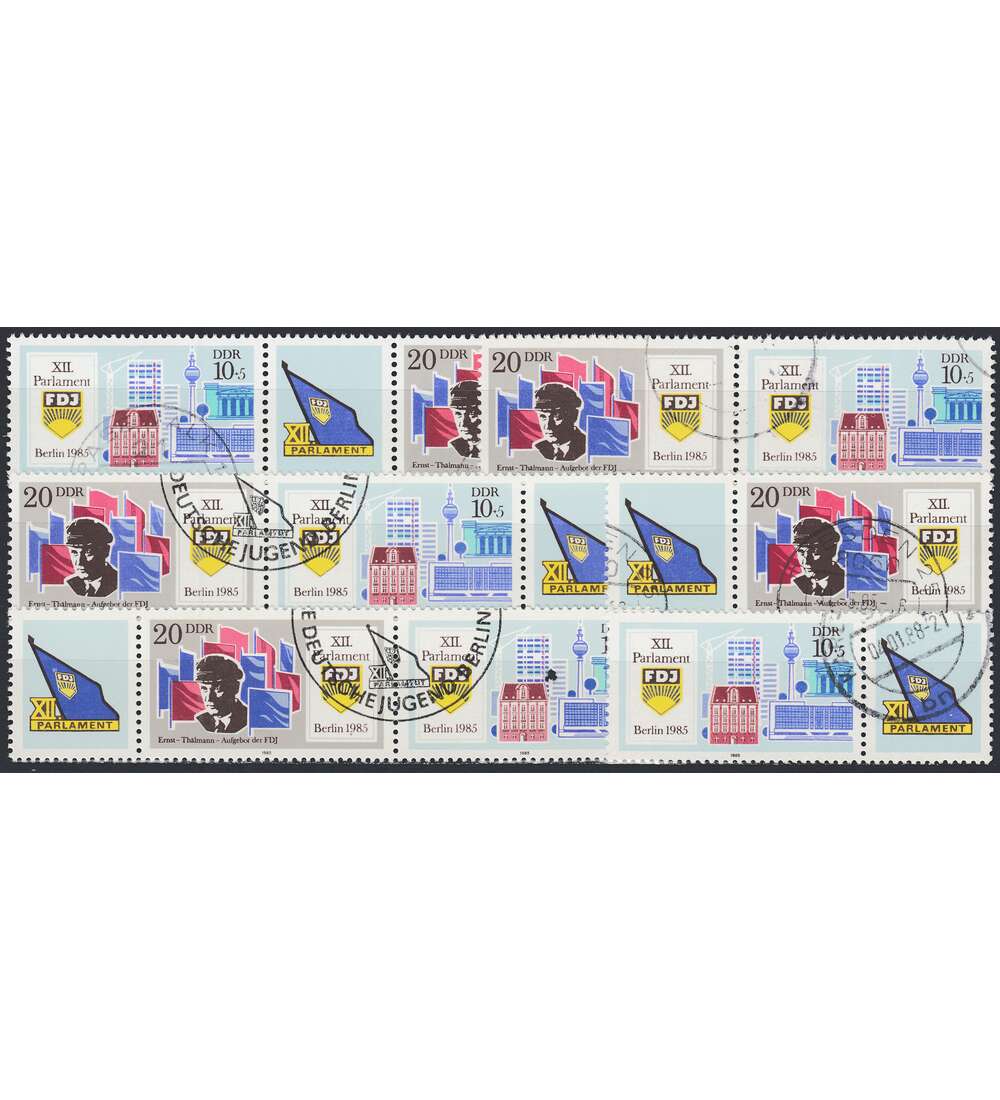 DDR ZD  Nr. 2947-2948 gestempelt FDJ 1985 WZd 629 - WZd 634, 6 Kombinationen