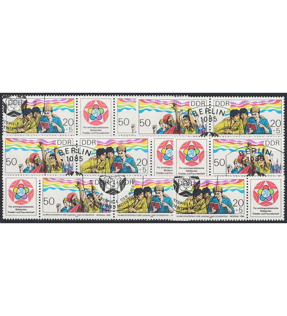 DDR ZD  Nr. 2959-2960 gestempelt Weltfestspiele 1985 WZd 639 - WZd 644, 6 Kombinationen