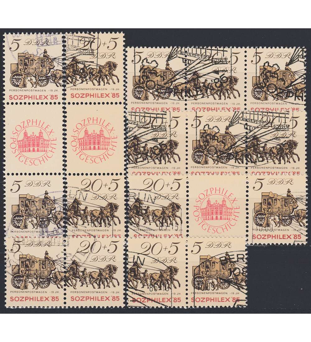DDR ZD  Nr. 2965-2966 gestempelt SOZPHILEX 1985 W 16 - SZ 22, 7 Kombinationen