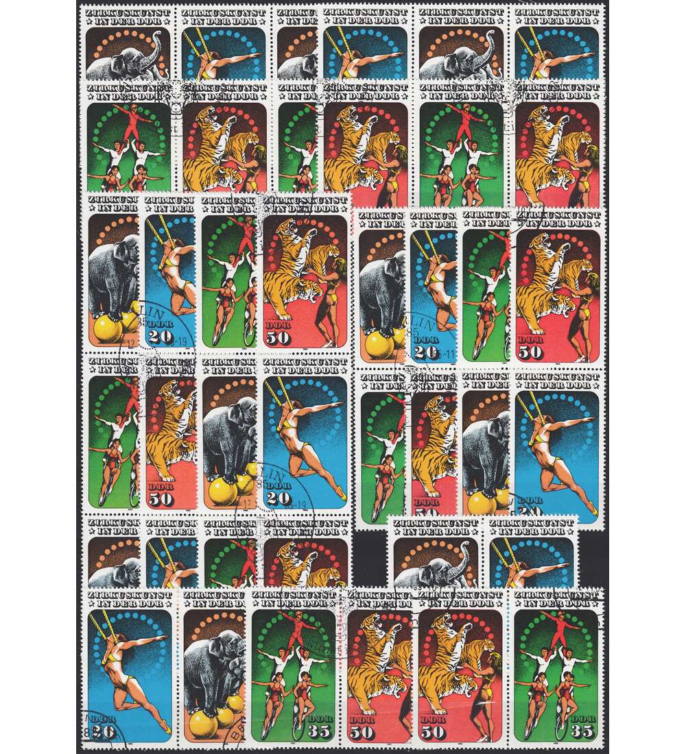 DDR ZD  Nr. 2983-2986 gestempelt Zirkuskunst 1985 WZd 645 - SZd 299, 16 Kombinationen