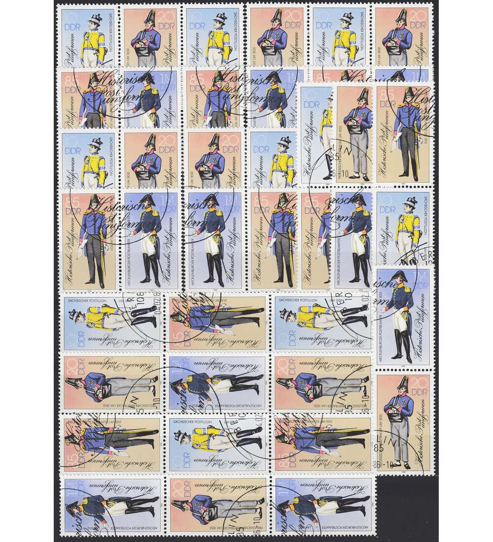 DDR ZD Nr. 2997II-3000II gestempelt Postuniformen 1986 WZd 656 - SZd 313, 16 Kombinationen