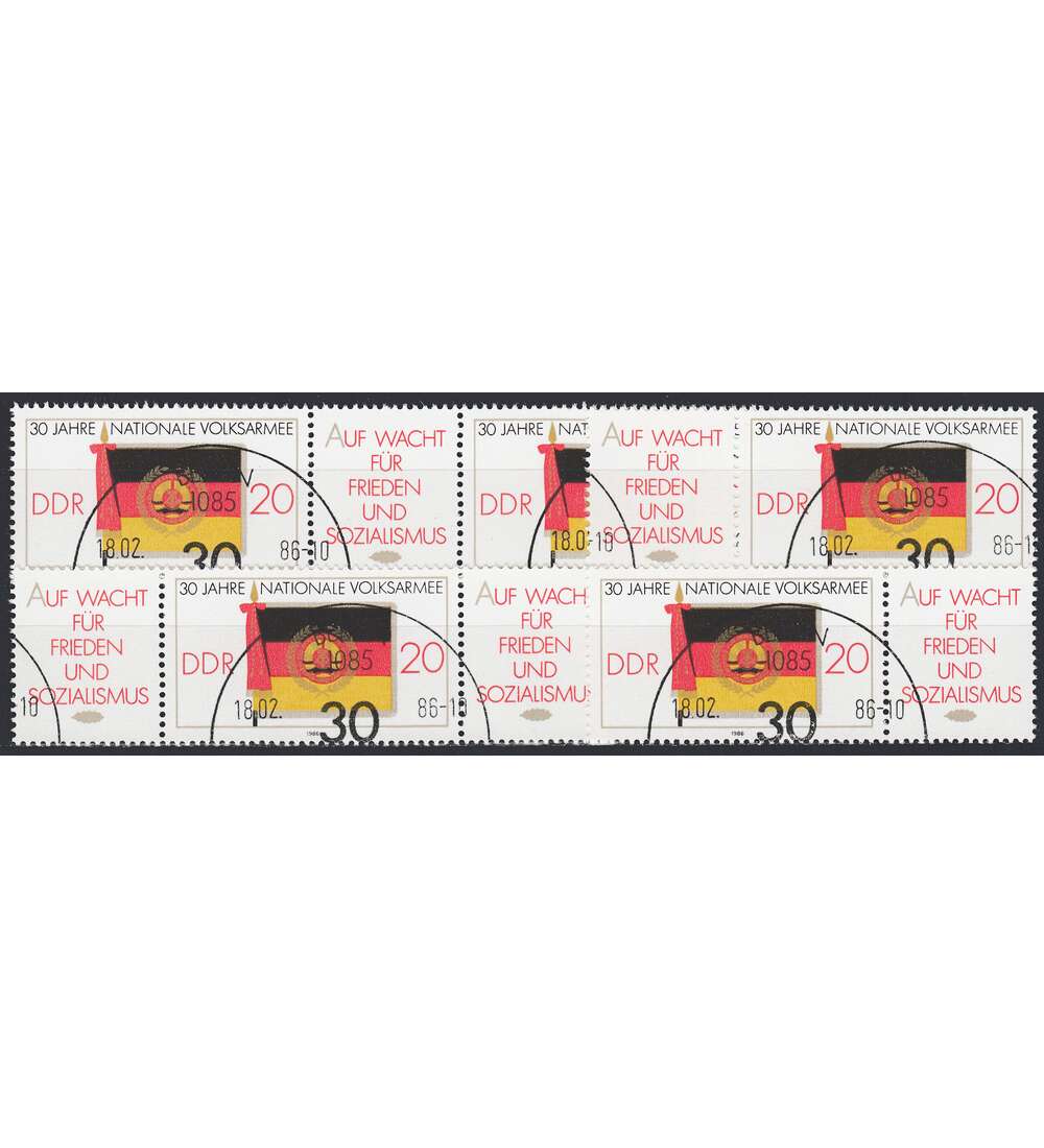 DDR ZD  Nr. 3001 gestempelt Volksarmee 1986 WZd 664 - WZd 667, 4 Kombinationen