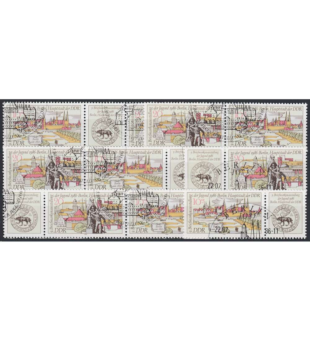 DDR ZD  Nr. 3030-3031 gestempelt Ausstellung 1986 WZd 682 - WZd 687, 6 Kombinationen