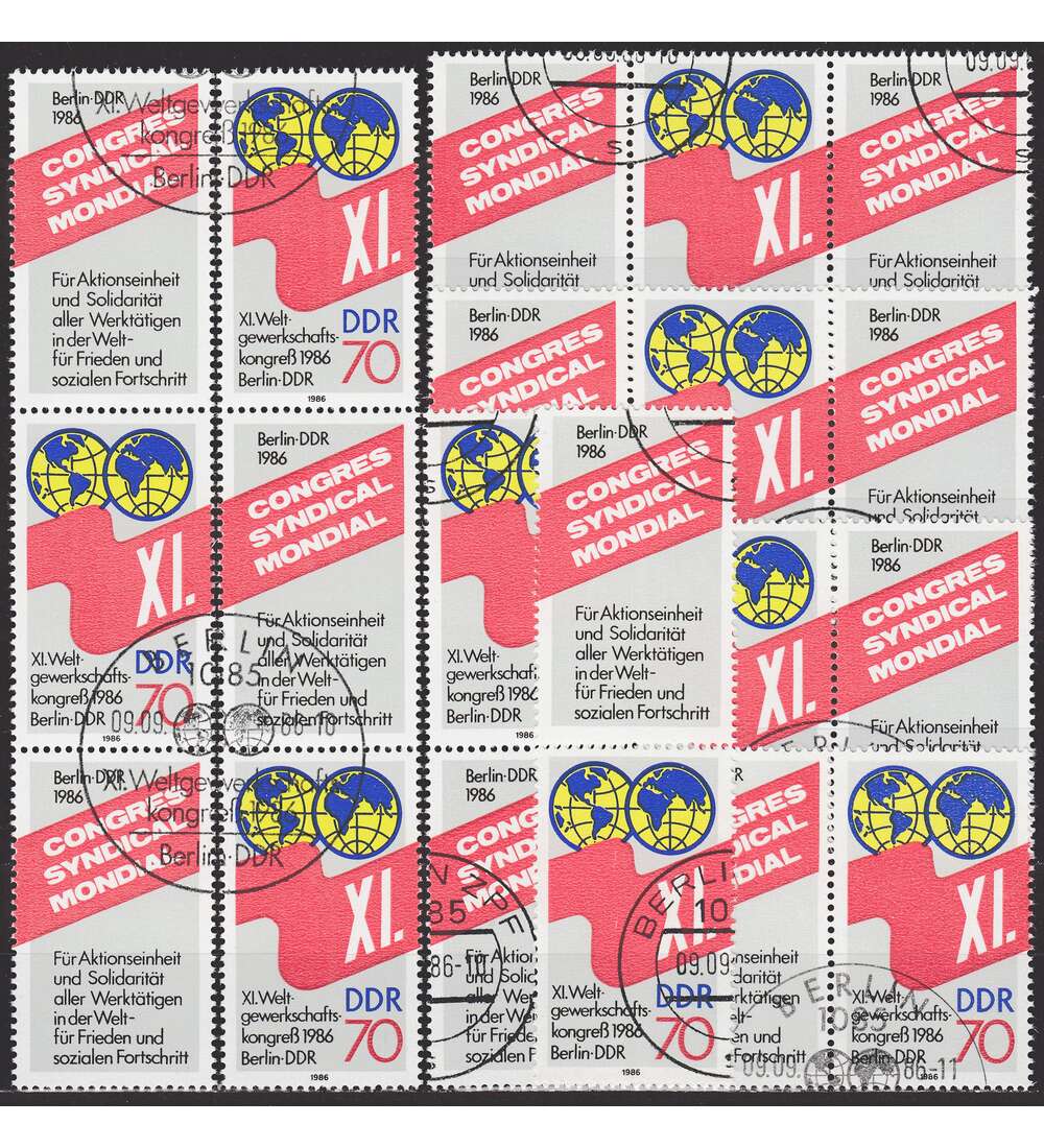 DDR ZD  Nr. 3049 gestempelt Gewerkschaftskongre� 1986 WZd 688 - SZd 325, 8 Kombinationen