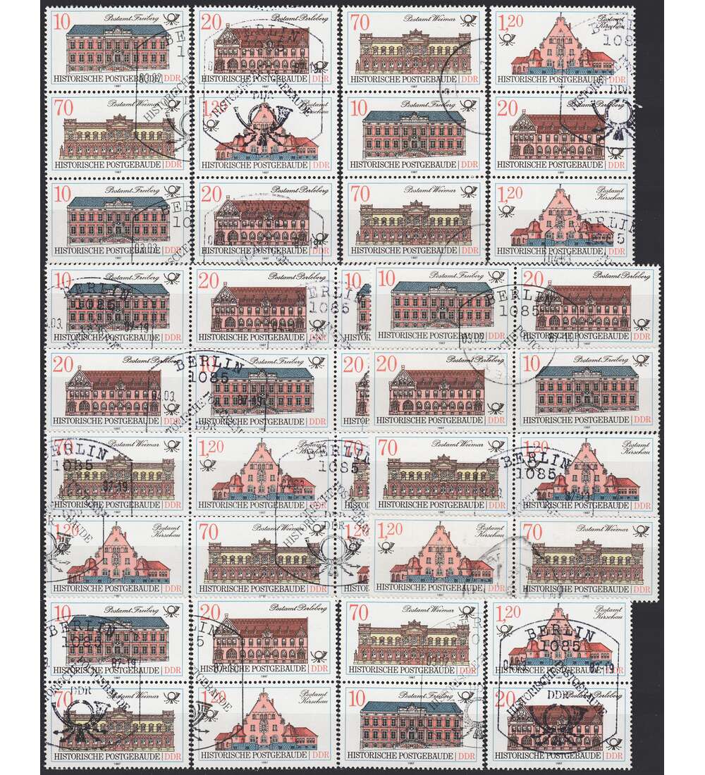 DDR ZD  Nr. 3067-3070 gestempelt Postgeb�ude 1987 WZd 699 - SZd 339, 16 Kombinationen