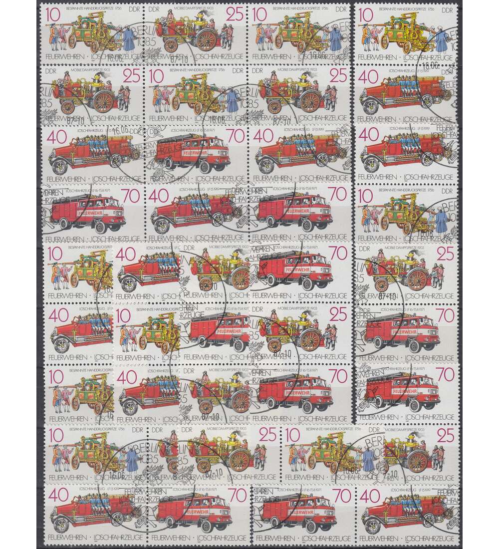 DDR ZD  Nr. 3101-3104 gestempelt Feuerwehren 1987 WZd 713 - SZd 347, 16 Kombinationen