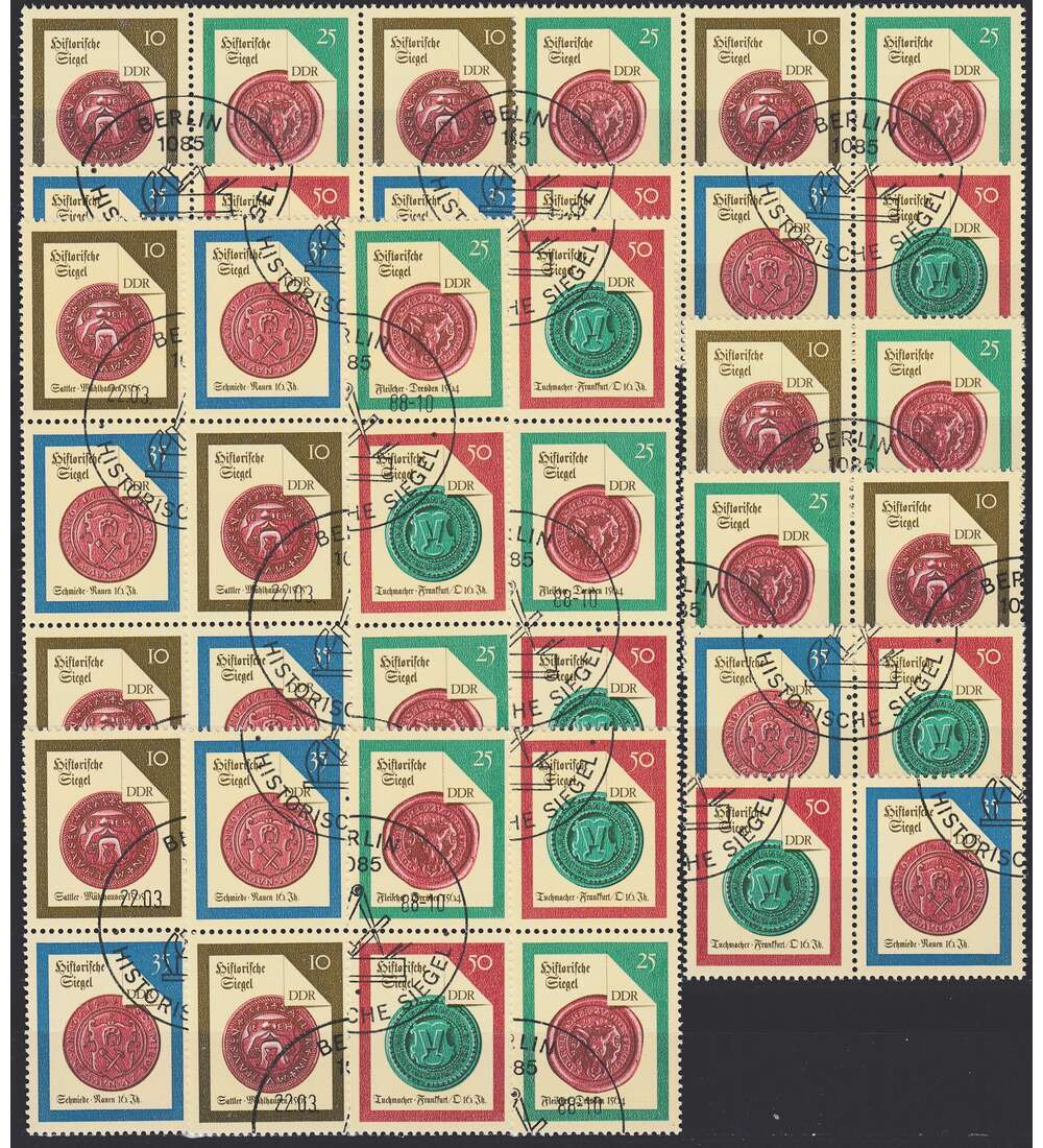 DDR ZD  Nr. 3156-3159 gestempelt Historische Siegel 1988 WZd 733 - SZd 358, 16 Kombinationen