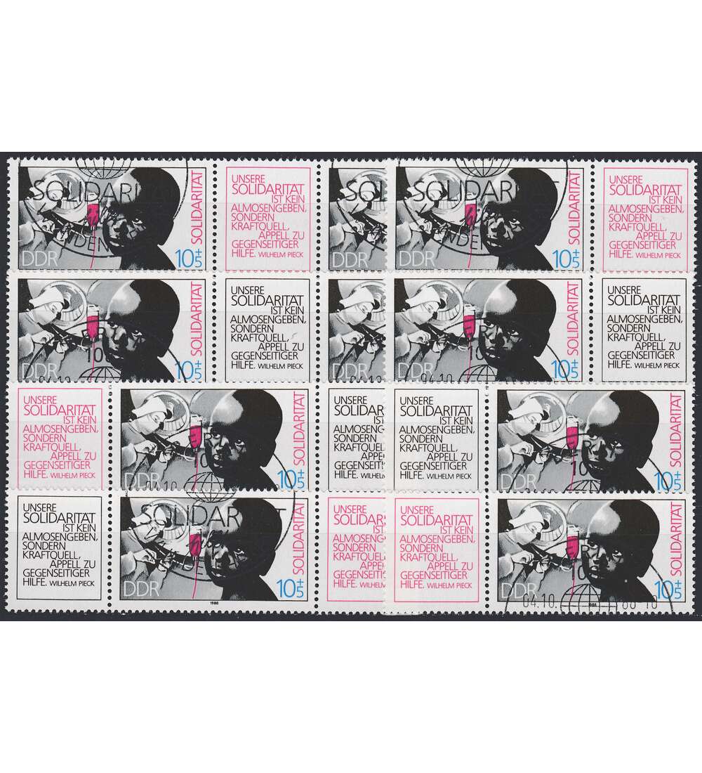 DDR ZD  Nr. 3202 gestempelt Solidarit�t 1988 Nr. 3202  WZd 765 - WZd 772, 8 Kombinationen