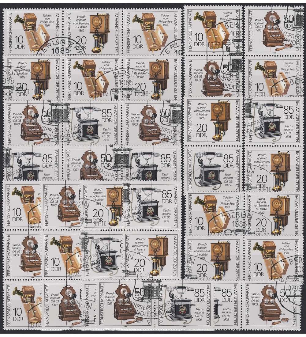 DDR ZD  Nr. 3226-3229 gestempelt Fernsprechapparate 1989 WZd 779 - SZd 369, 16 Kombinationen
