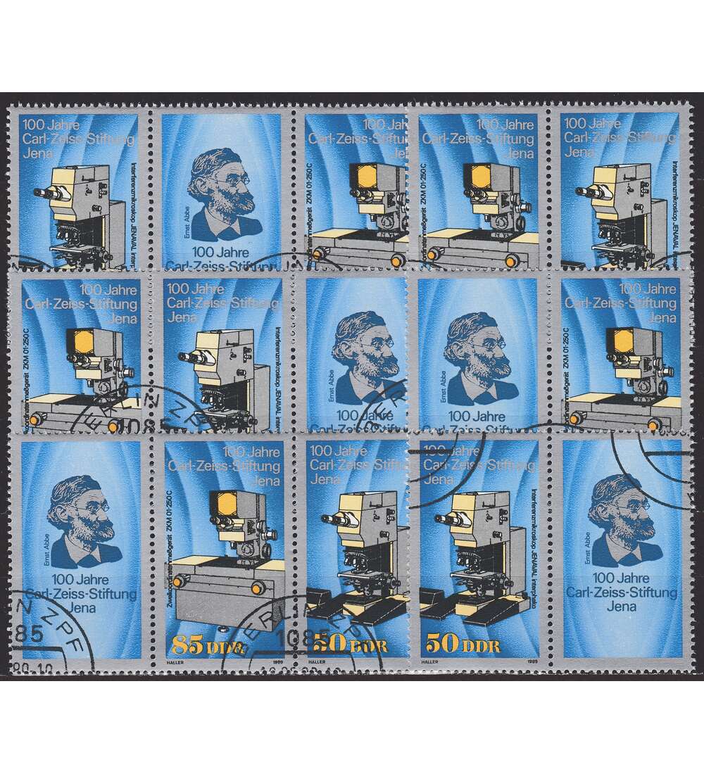 DDR ZD  Nr. 3252-3253 gestempelt Zeiss 1989 WZd 801 - WZd 806, 6 Kombinationen