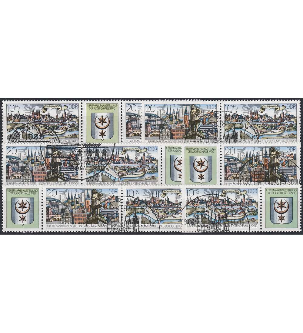 DDR ZD  Nr. 3338-3339 gestempelt Ausstellung 1990 WZd 827 - WZd 832, 6 Kombinationen