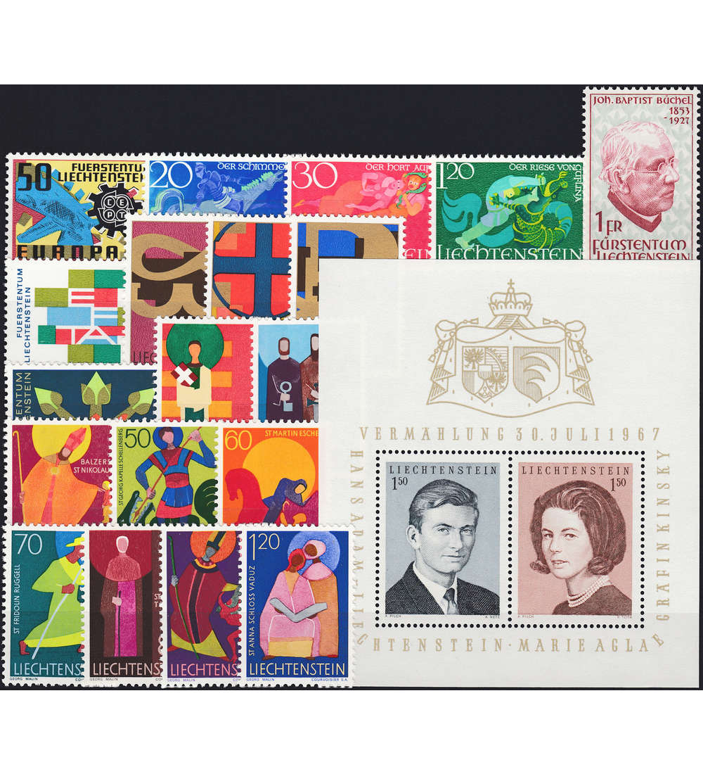 Liechtenstein 1967 postfrisch Nr. 474-494 Block 7
