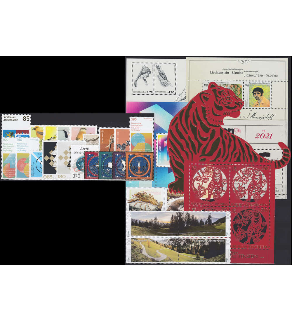 Liechtenstein 2021 postfrisch ** Nr. 2000-2034 Block 39-42