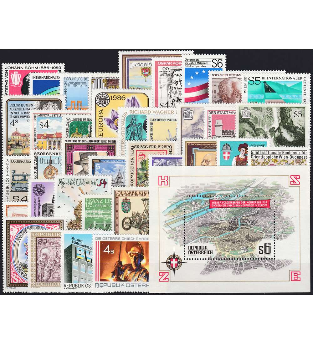 �sterreich 1986 postfrisch ** Nr. 1836-1872 Block 8