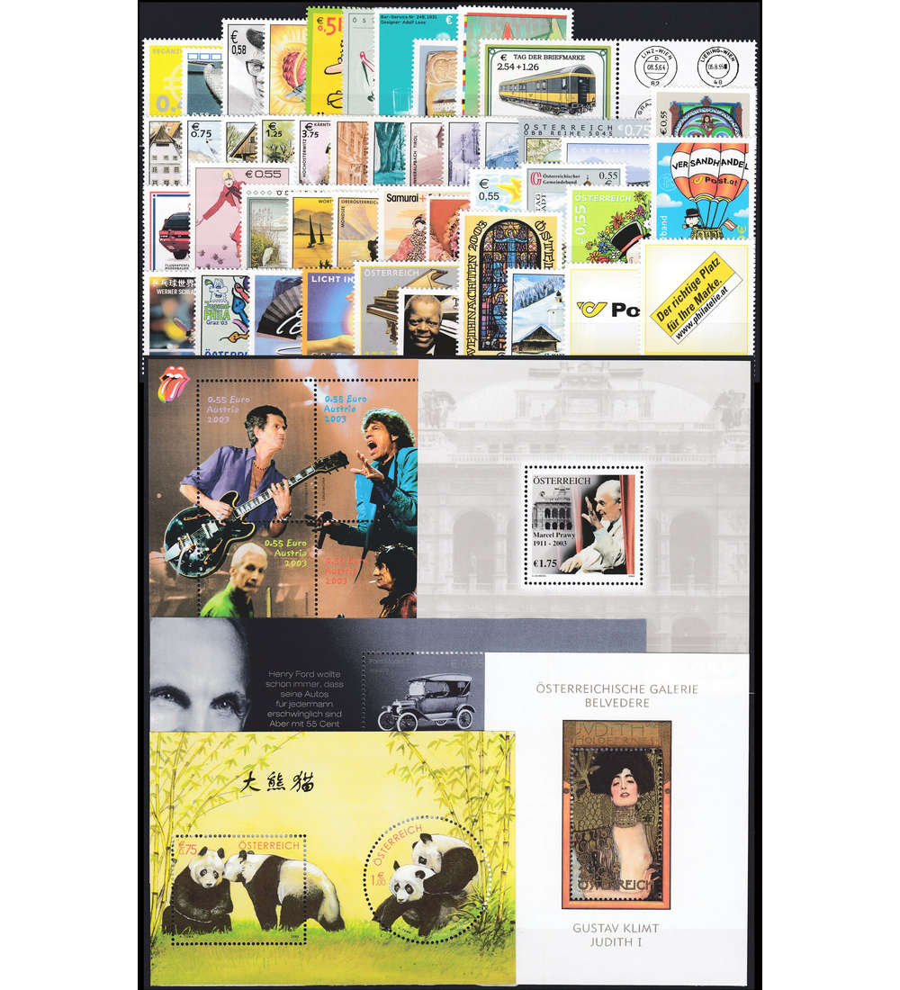 �sterreich Jahrgang 2003 postfrisch ** Nr. 2402-2456 Block 18-22