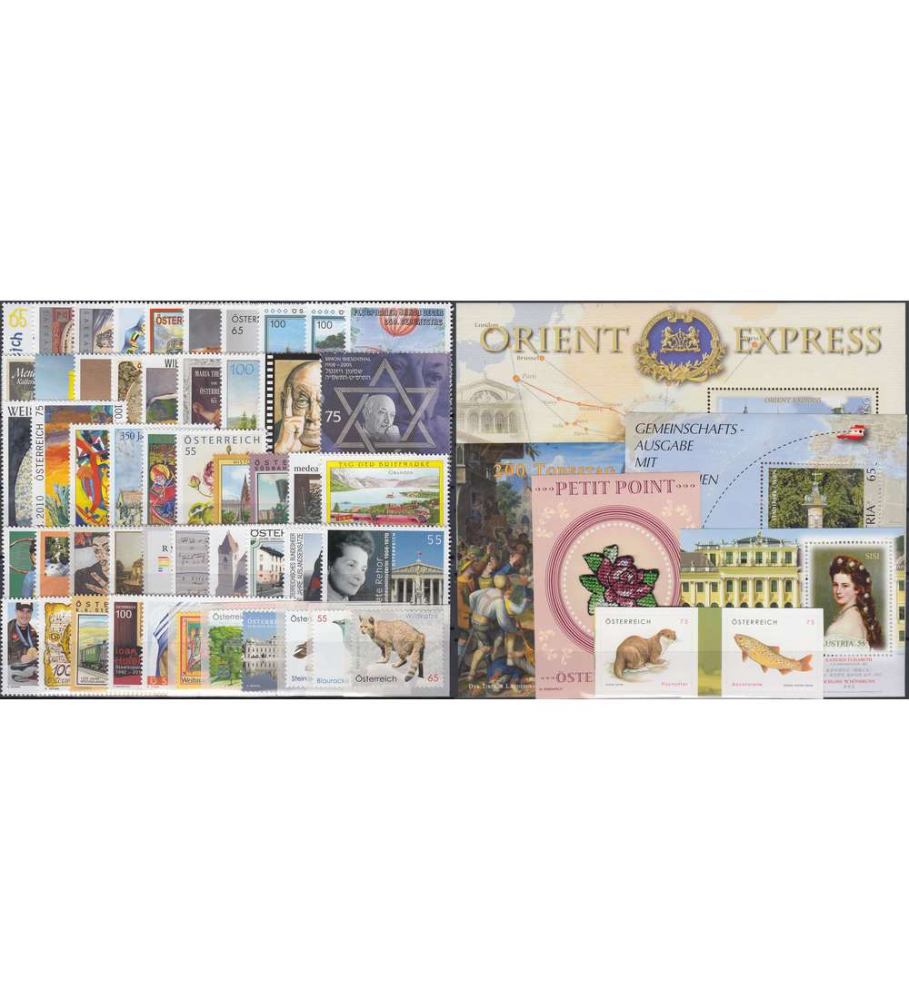 �sterreich Jahrgang 2010 postfrisch ** Nr. 2847-2904 Block 58-62