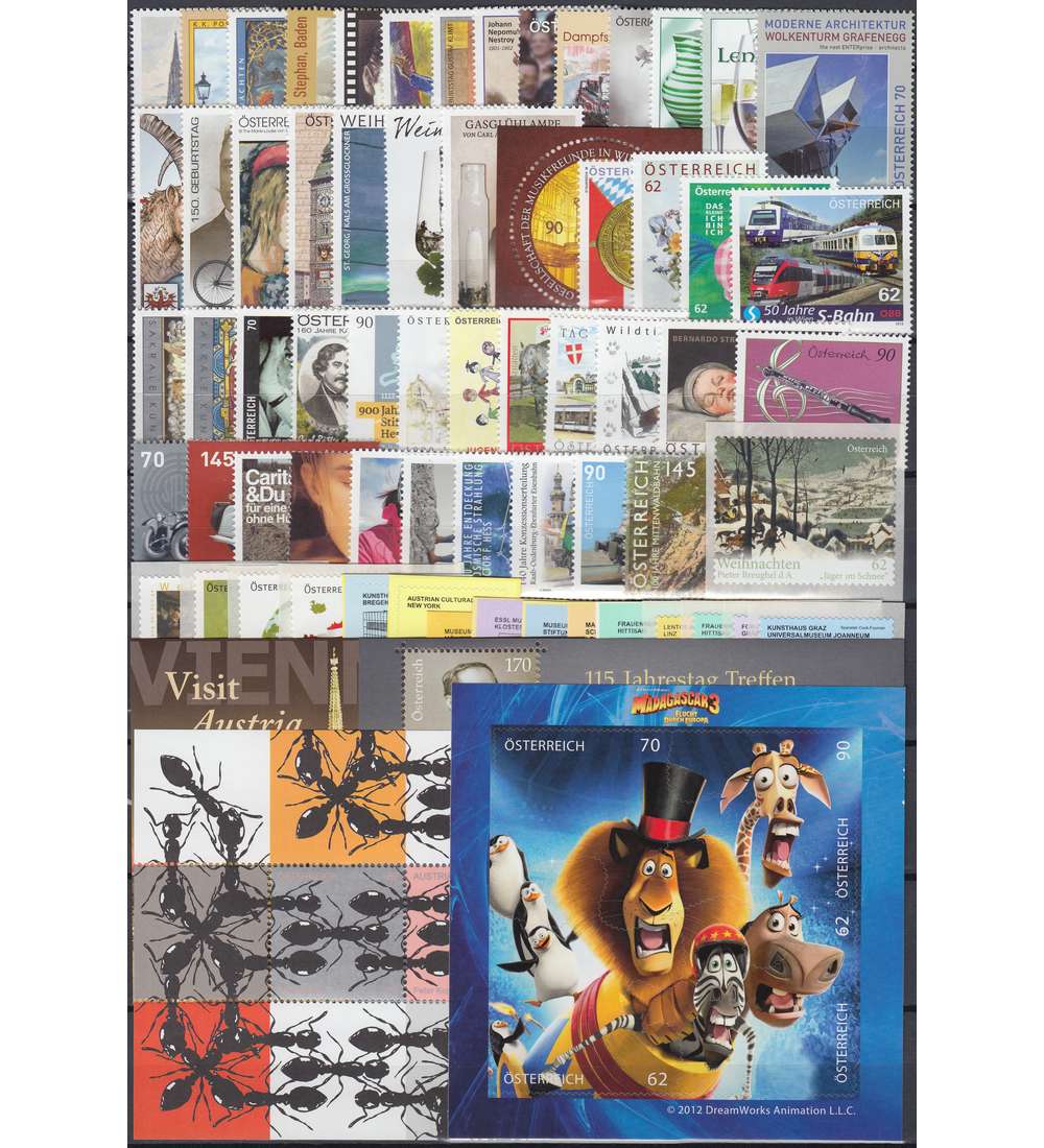 �sterreich Jahrgang 2012 postfrisch ** Nr. 2971-3042 Block 68-72