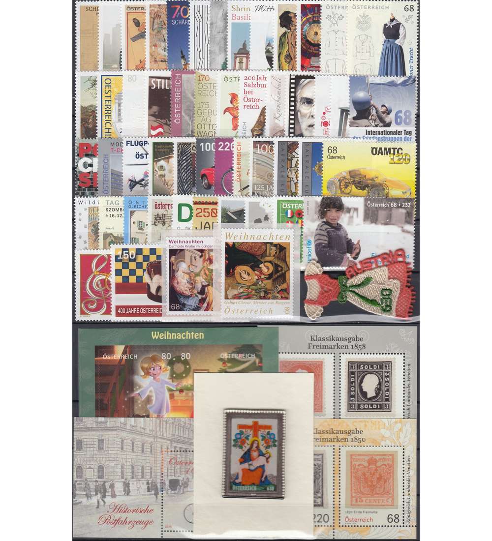 �sterreich 2016 postfrisch ** Nr. 3243-3305 Block 89-92