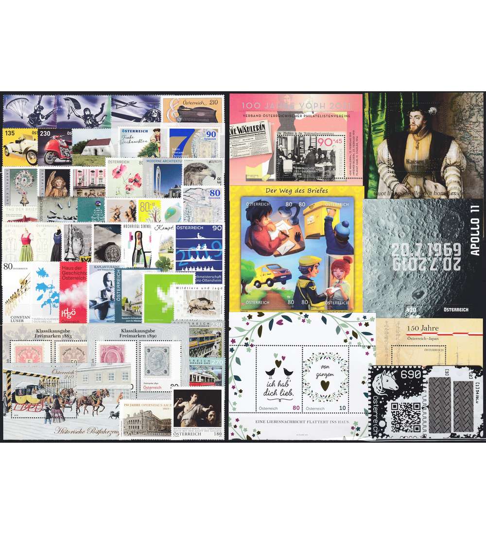 �sterreich 2019 postfrisch ** Nr. 3443-3498 Block 103-111