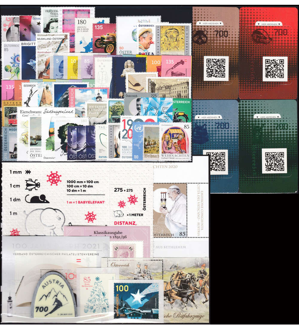 �sterreich 2020 postfrisch ** Nr. 3499-3569 Block 112-120 ohne 3546