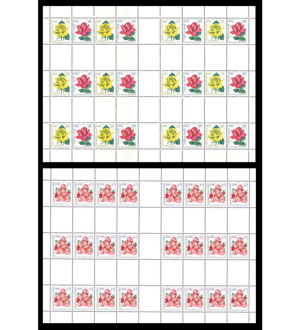 DDR Markenheftchenbogen 14/15A postfrisch Rosen 1972 durchgezhnter Unterrand