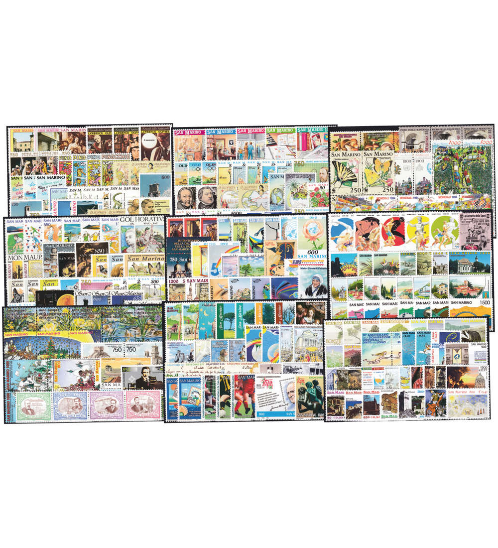 San Marino 1990-1999 postfrisch komplett oh. Blocks