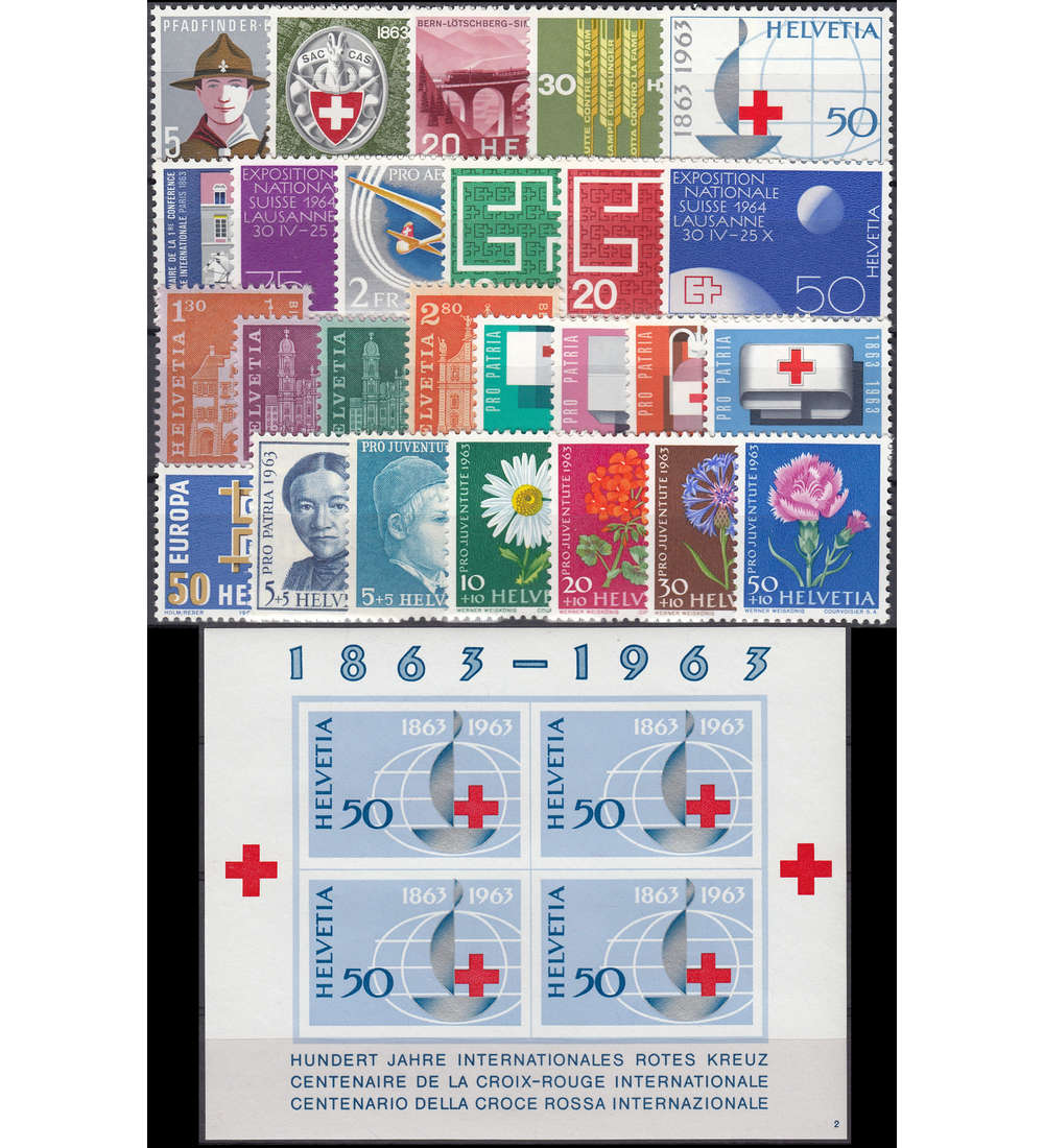 Schweiz 1963 postfrisch ** Nr. 764-790 Block 19