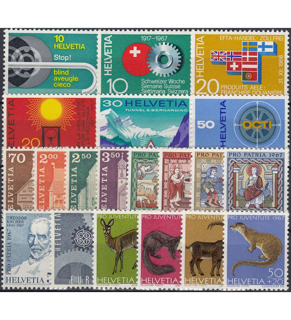 Schweiz 1967 postfrisch ** Nr. 850-869