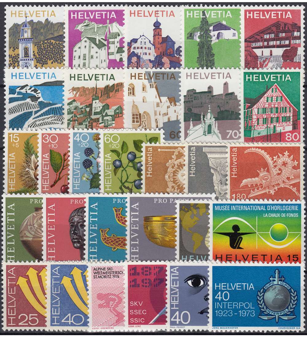Schweiz 1973 postfrisch ** Nr. 988-1016