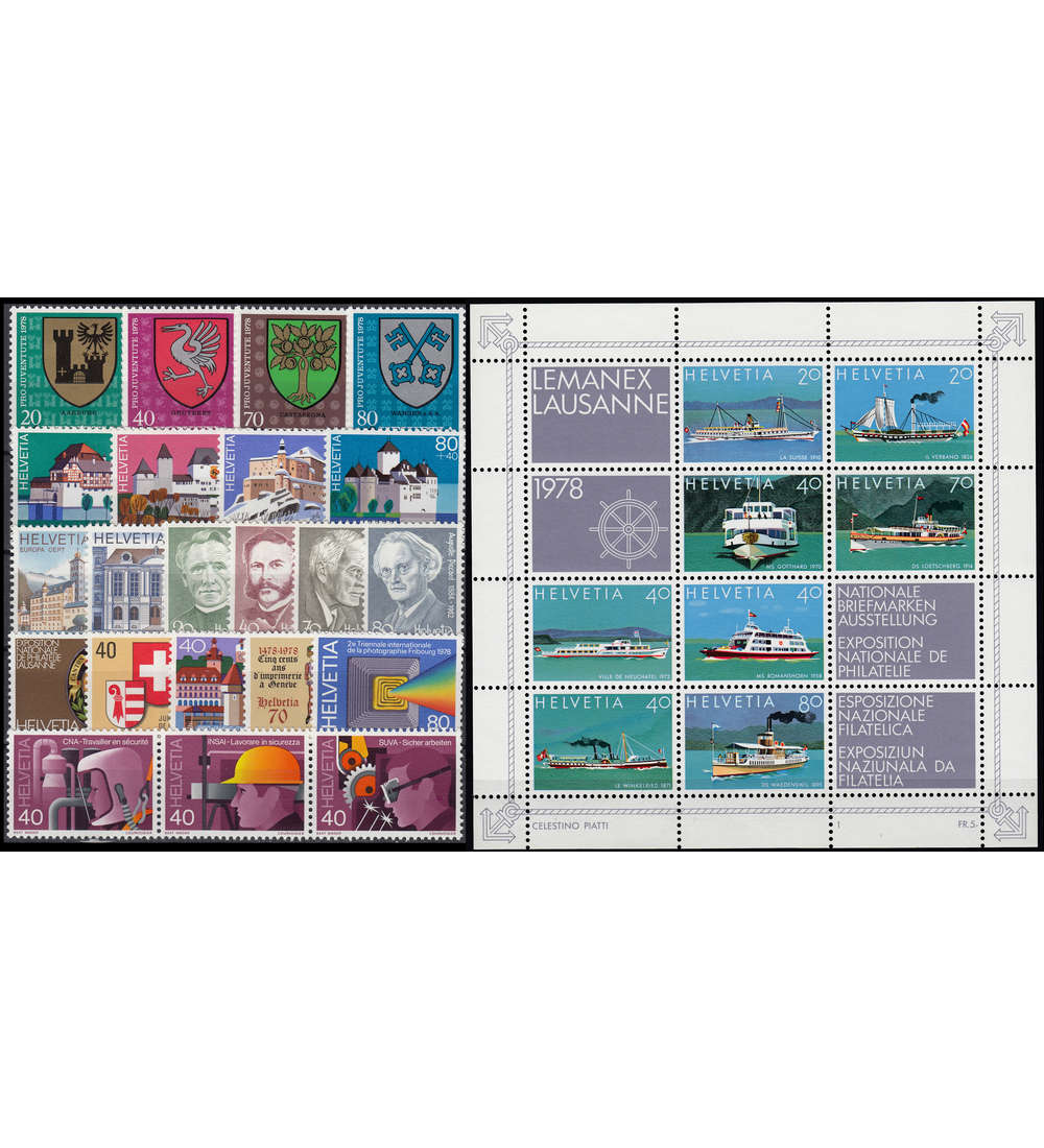Schweiz 1978 postfrisch ** Nr. 1116-1145 Block 23