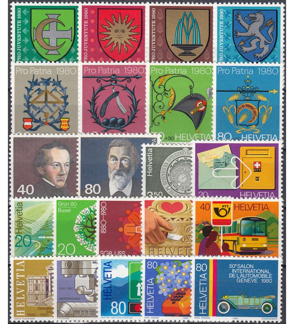 Schweiz 1980 postfrisch ** Nr. 1169-1190
