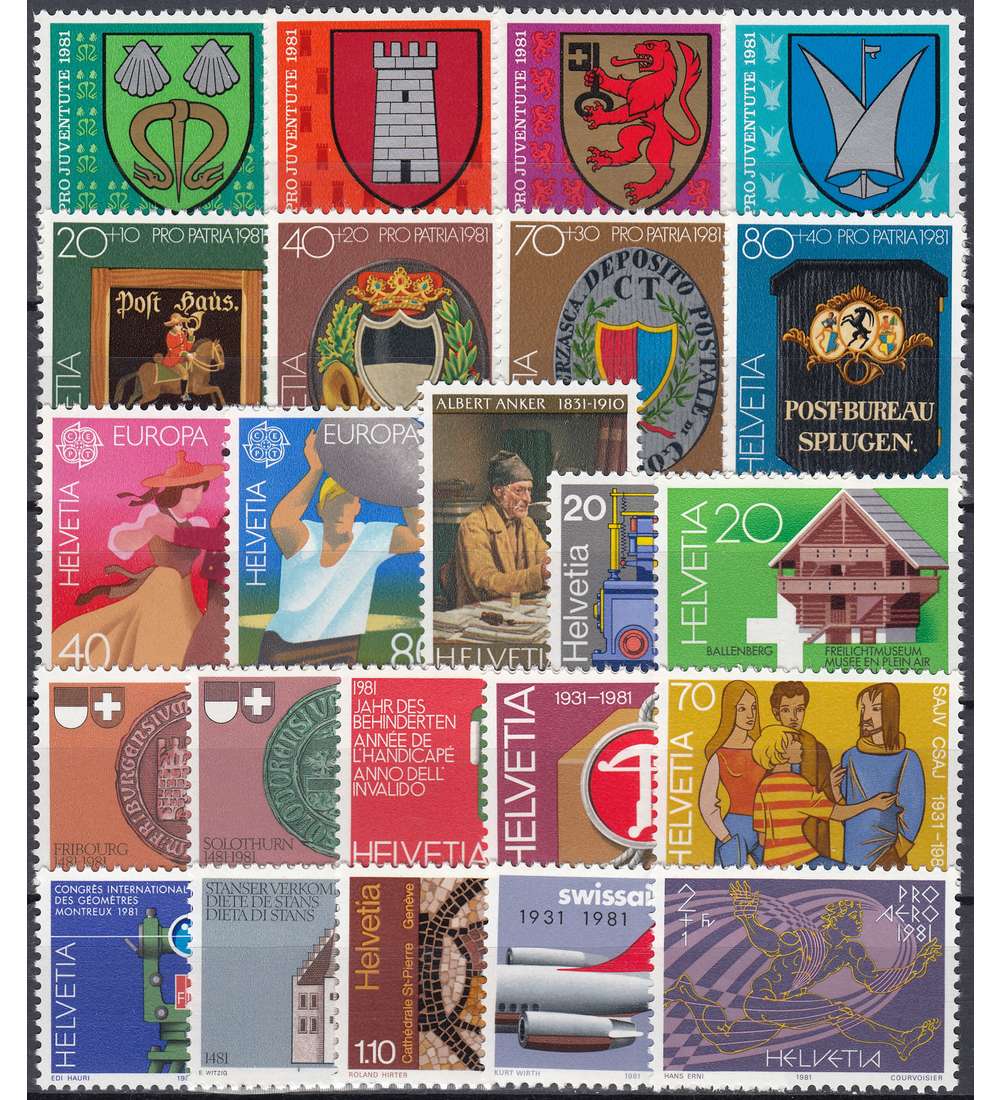 Schweiz 1981 postfrisch ** Nr. 1191-1213
