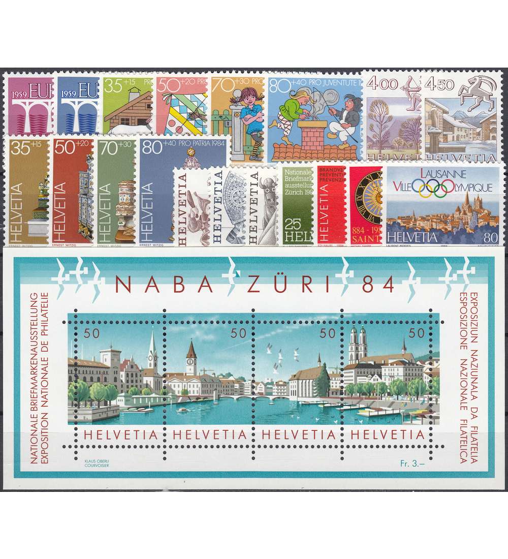 Schweiz 1984 postfrisch ** Nr. 1265-1287 Block 24