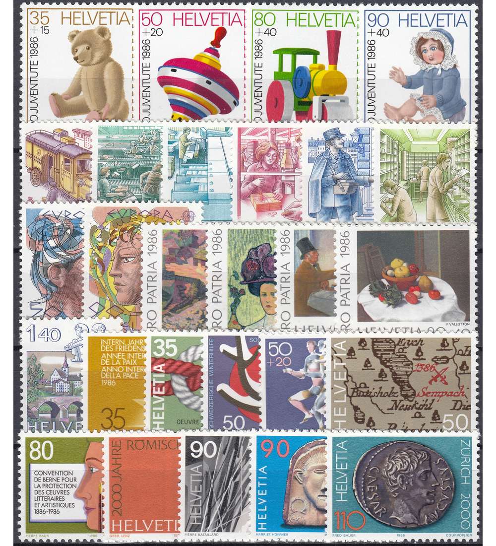 Schweiz 1986 postfrisch ** Nr. 1308-1334