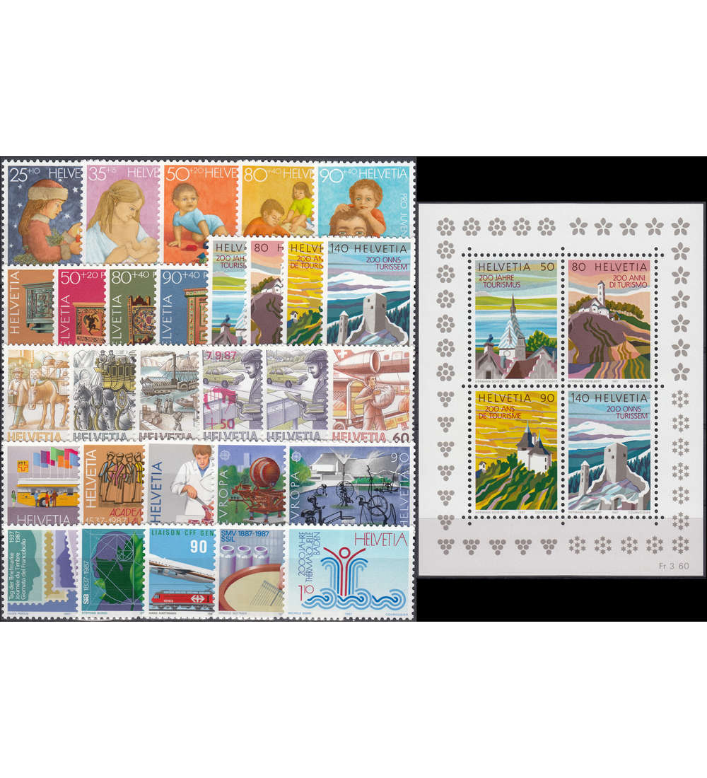 Schweiz 1987 postfrisch ** Nr. 1335-1363 Block 25