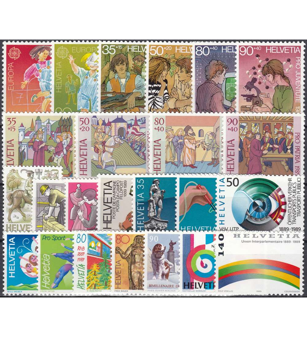 Schweiz 1989 postfrisch ** Nr. 1385-1408