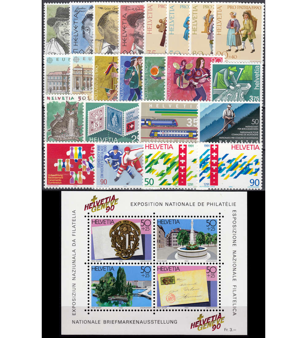 Schweiz 1990 postfrisch ** Nr. 1409-1435 Block 26